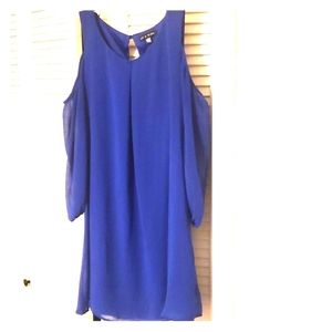 Blue cold shoulder dress